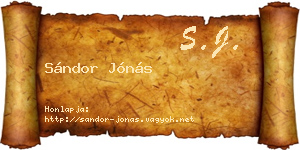 Sándor Jónás névjegykártya