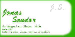 jonas sandor business card